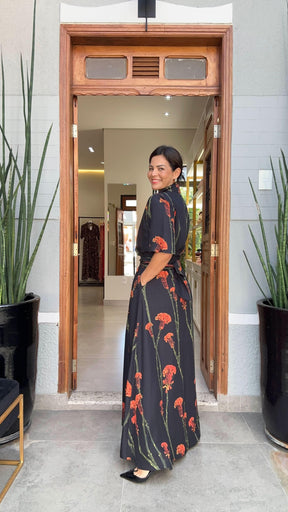 Vestido Chemisier Viscose Flor Carmelia